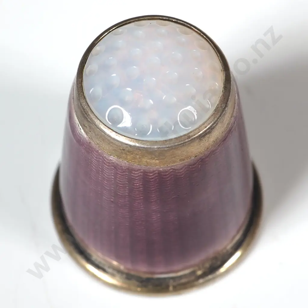 Antique Sterling Silver Engine Turned Enamelled Thimble Image 1++