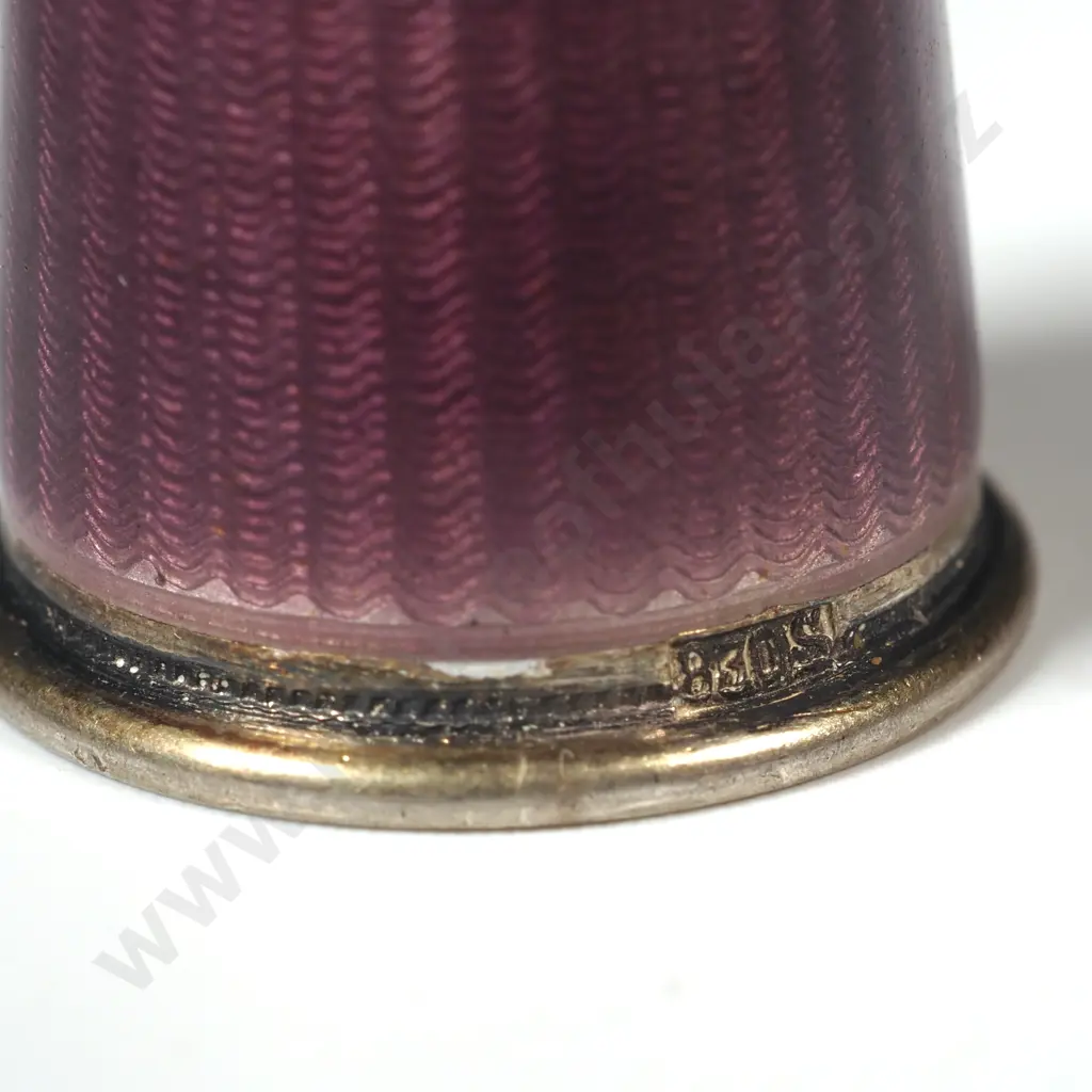 Antique Sterling Silver Engine Turned Enamelled Thimble Image 1++