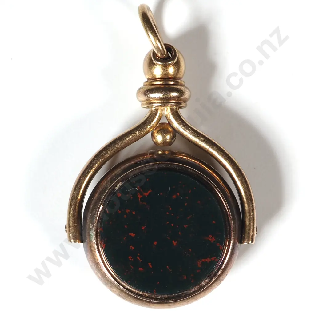 Victorian 9ct Gold Bloodstone & Carnelian Spinner Pendant Image 1++