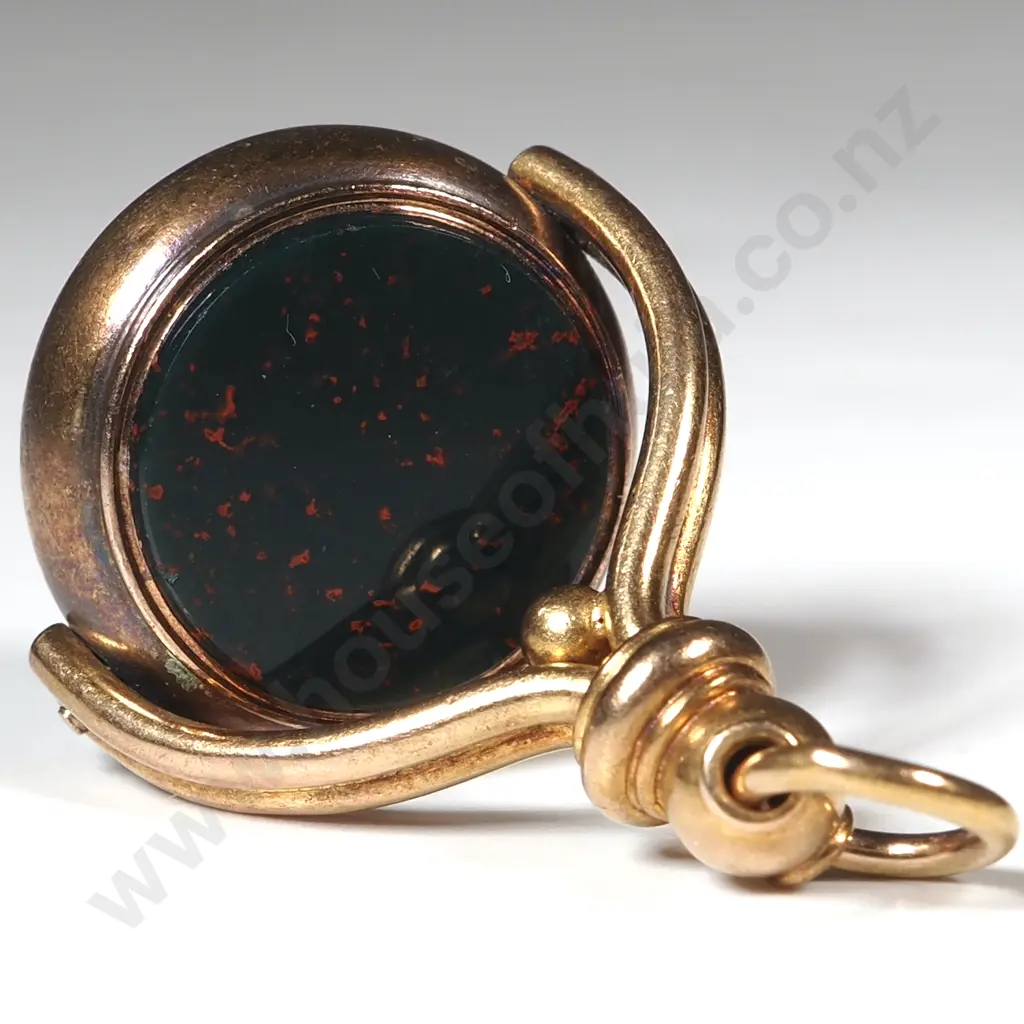 Victorian 9ct Gold Bloodstone & Carnelian Spinner Pendant Image 1++
