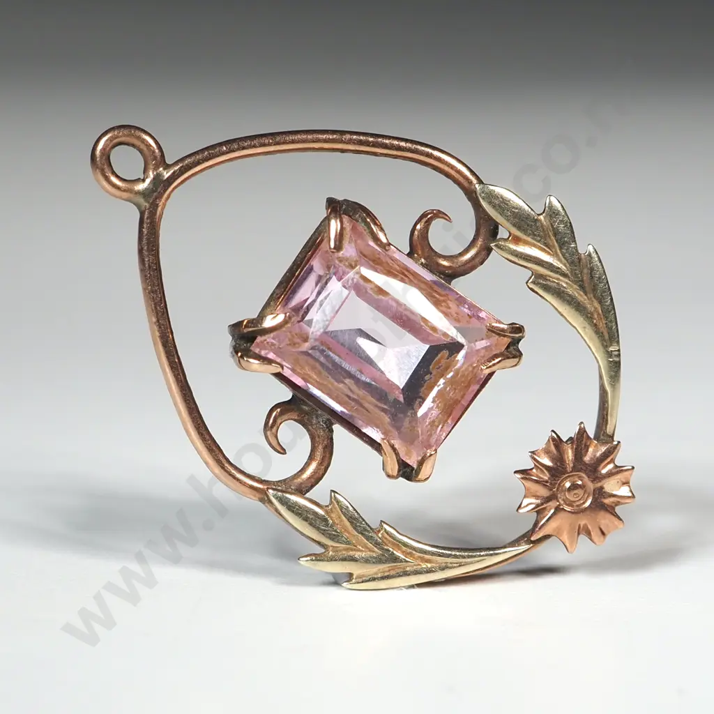 Edwardian two colour gold amethyst pendant Image 1++