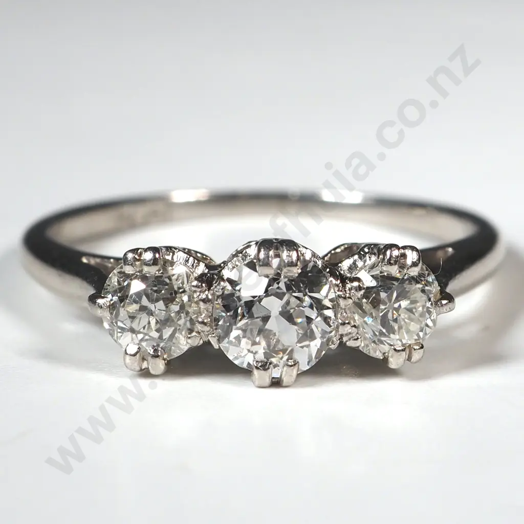 Platinum Three Stone Diamond Ring - Valued at $2,890.00 Image 1++