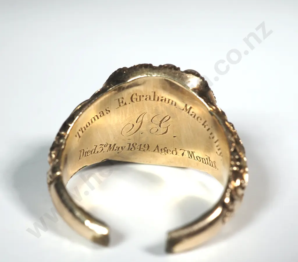 Antique Mourning Ring Rolled Gold A/F - Split Shank Image 1++