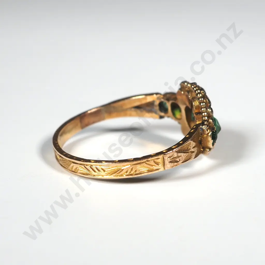 Exquisite Antique 15ct Gold & Green Gem Ring w English Hallmarks Image 1++