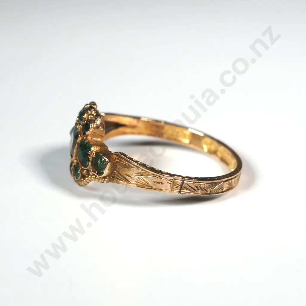 Exquisite Antique 15ct Gold & Green Gem Ring w English Hallmarks Image 1++
