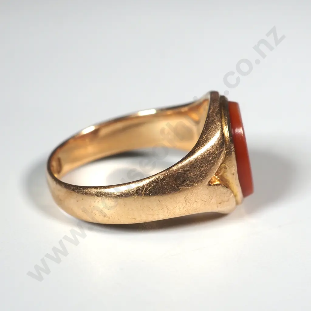 Antique 15ct Gold Carnelian Signet Ring w Crisp English Hallmarks Image 1++
