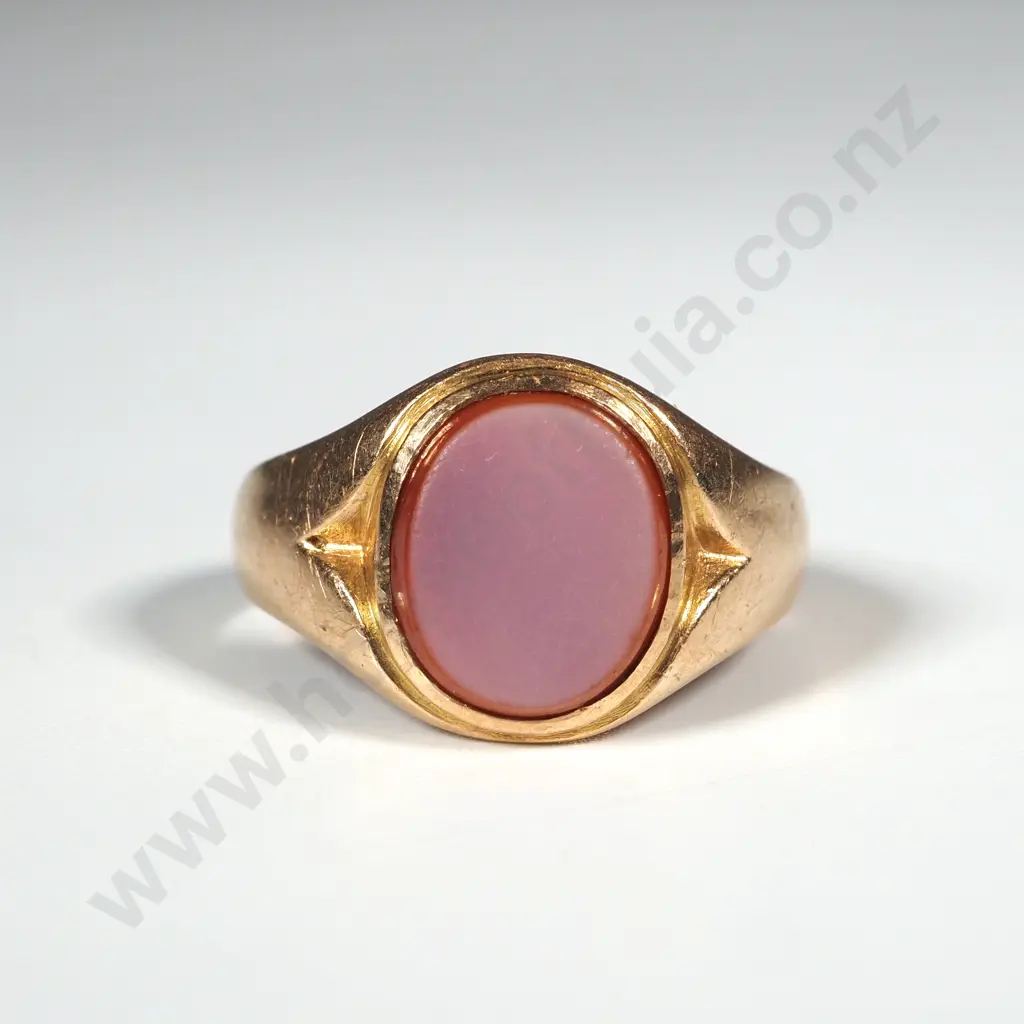 Antique 15ct Gold Carnelian Signet Ring w Crisp English Hallmarks Image 1++