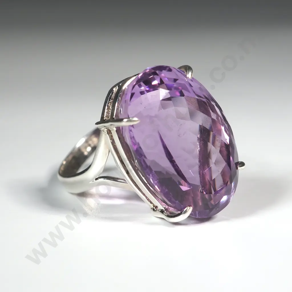 Sterling Silver Large Amethyst Ring Image 1++