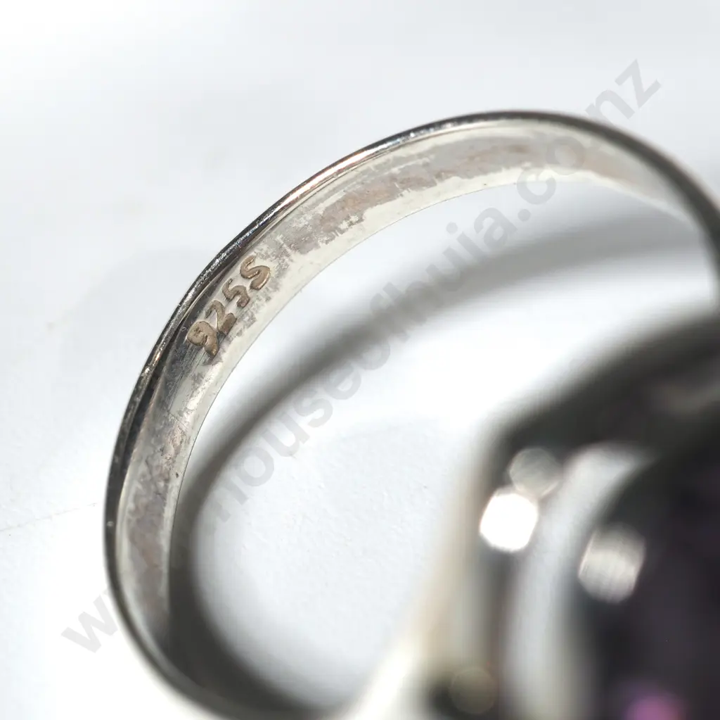 Sterling Silver Large Amethyst Ring Image 1++