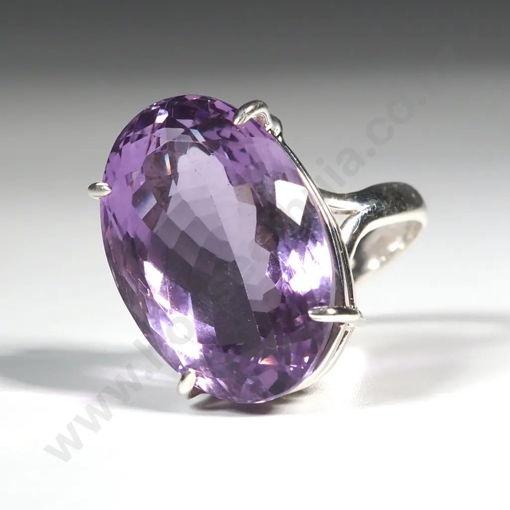 Sterling Silver Large Amethyst Ring Image 1++