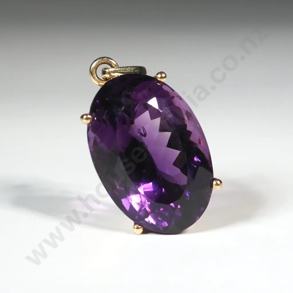 14ct Gold & Amethyst Faceted Pendant  Image 1++