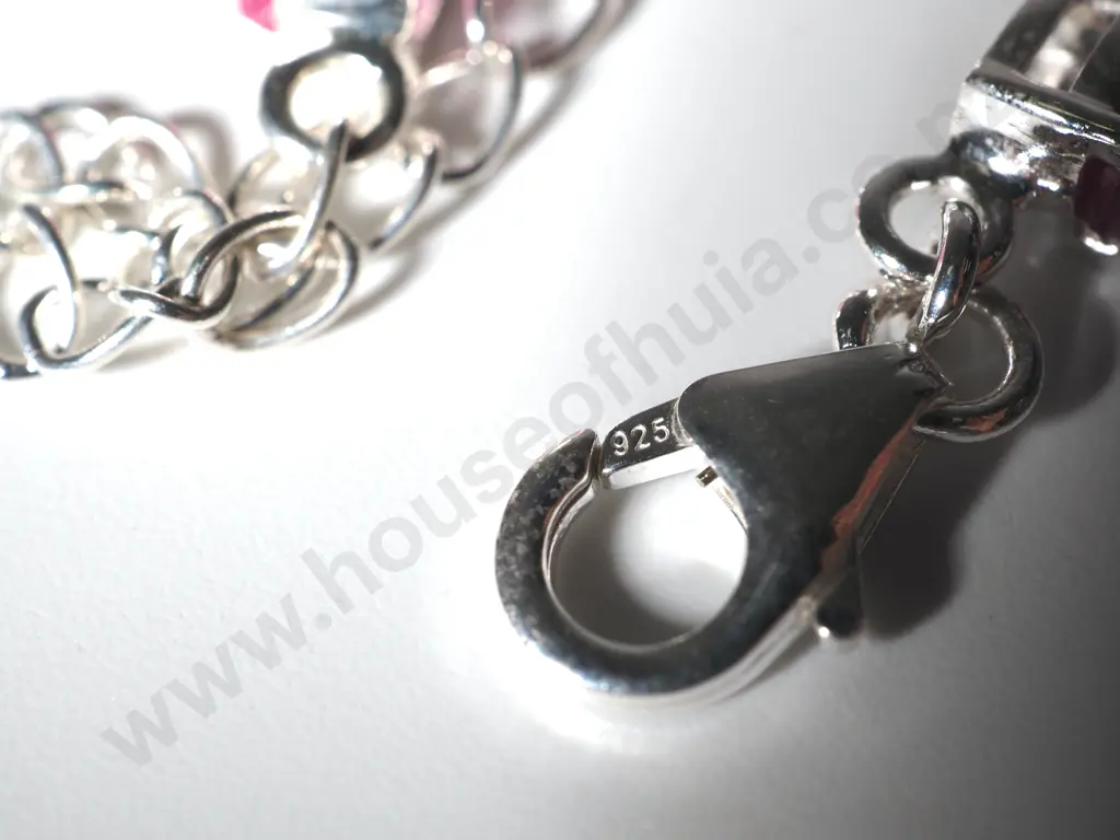 Sterling Silver & Ruby Tennis Bracelet Image 1++