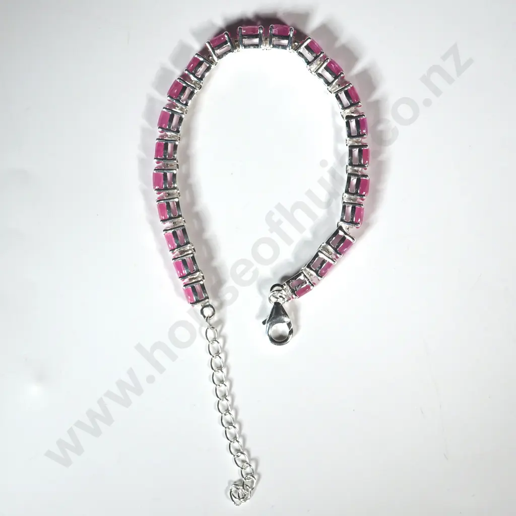 Sterling Silver & Ruby Tennis Bracelet Image 1++