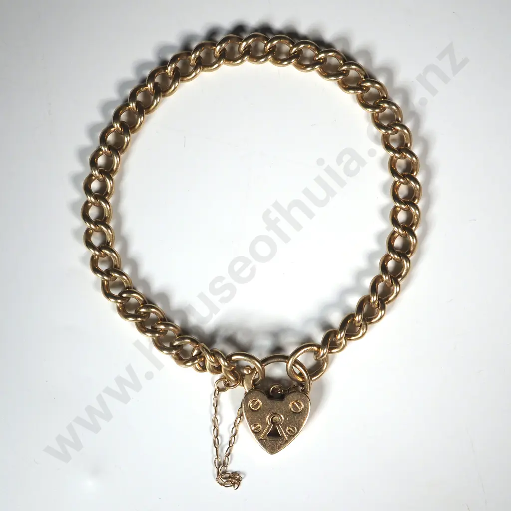 Substantial 9ct Gold heart Locket Bracelet - Mason Carter Image 1++