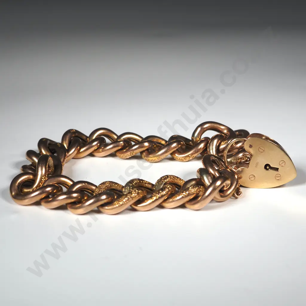 Antique 9ct Rose Gold Heart Bracelet Image 1++