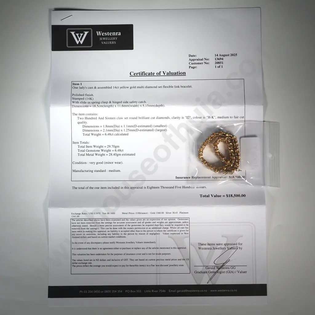 Exquisite 14ct Gold Diamond Tennis Bracelet Valued at $18,500 w 6.48 Carats of Diamonds! Image 1++