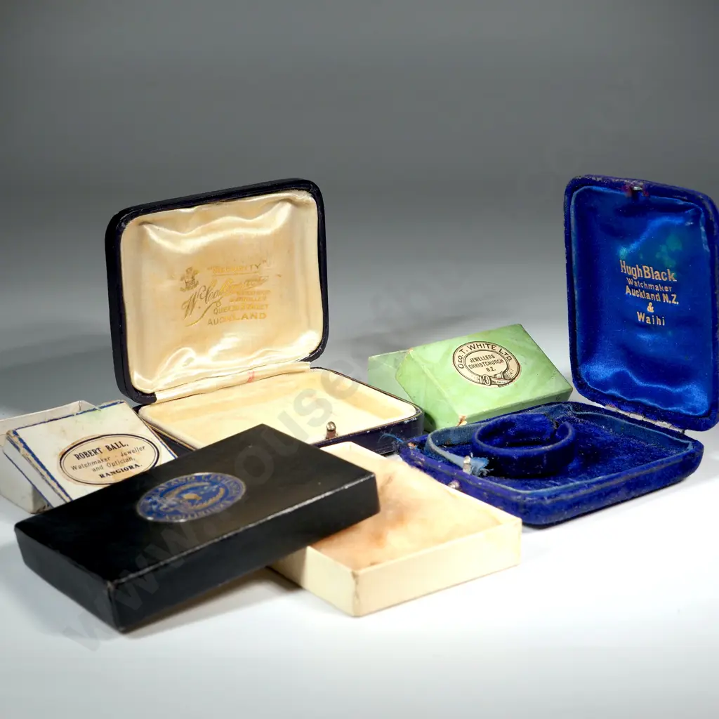 Bag Contains Five NZ Jewellery Boxes. One "Hugh Black Waihi Auckland NZ "  Image 1++
