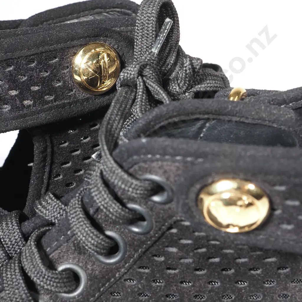 Louis Vuitton Black Laser Cut Suede High Top Sneakers Size 34 1/2  Image 1++