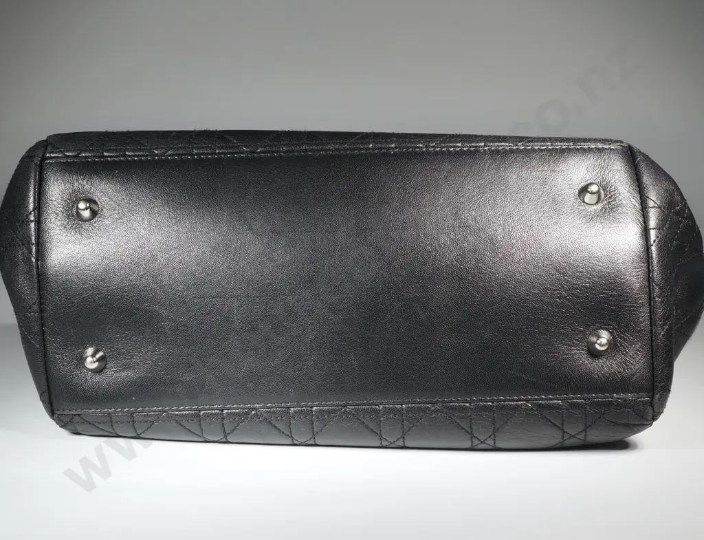 CHRISTIAN DIOR Vintage Cannage Quilted Tote Bag in Black Image 1++