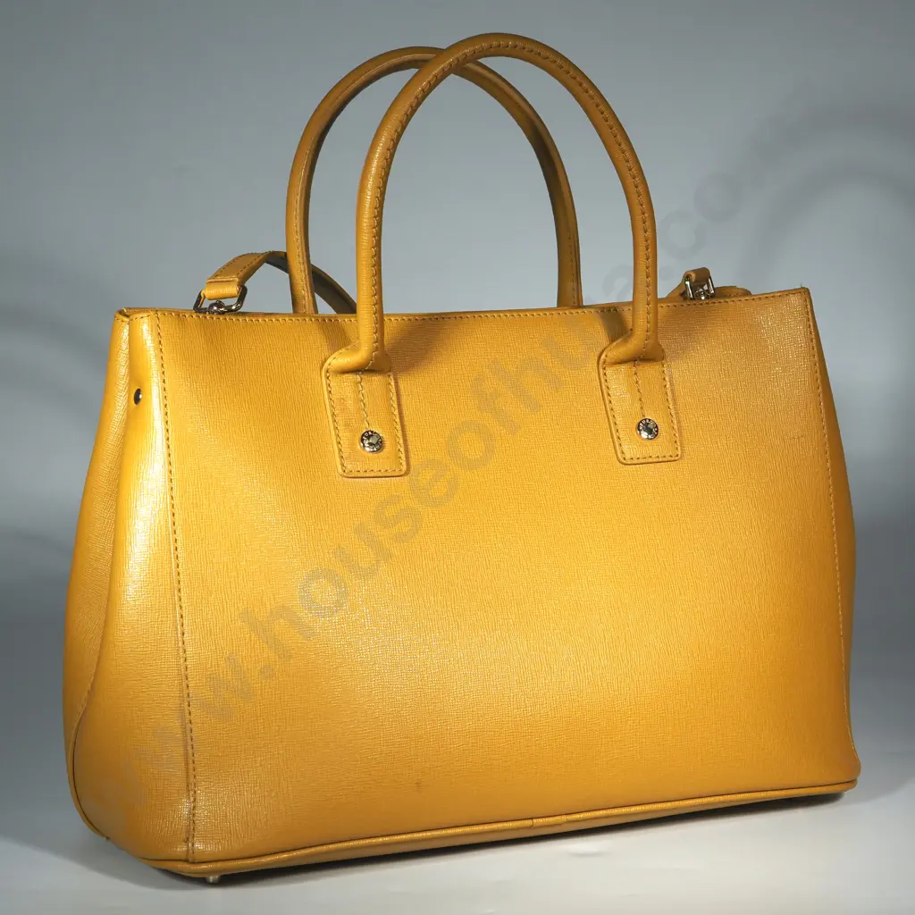 FURLA Linda Saffiano Leather Bag in Yellow Image 1++