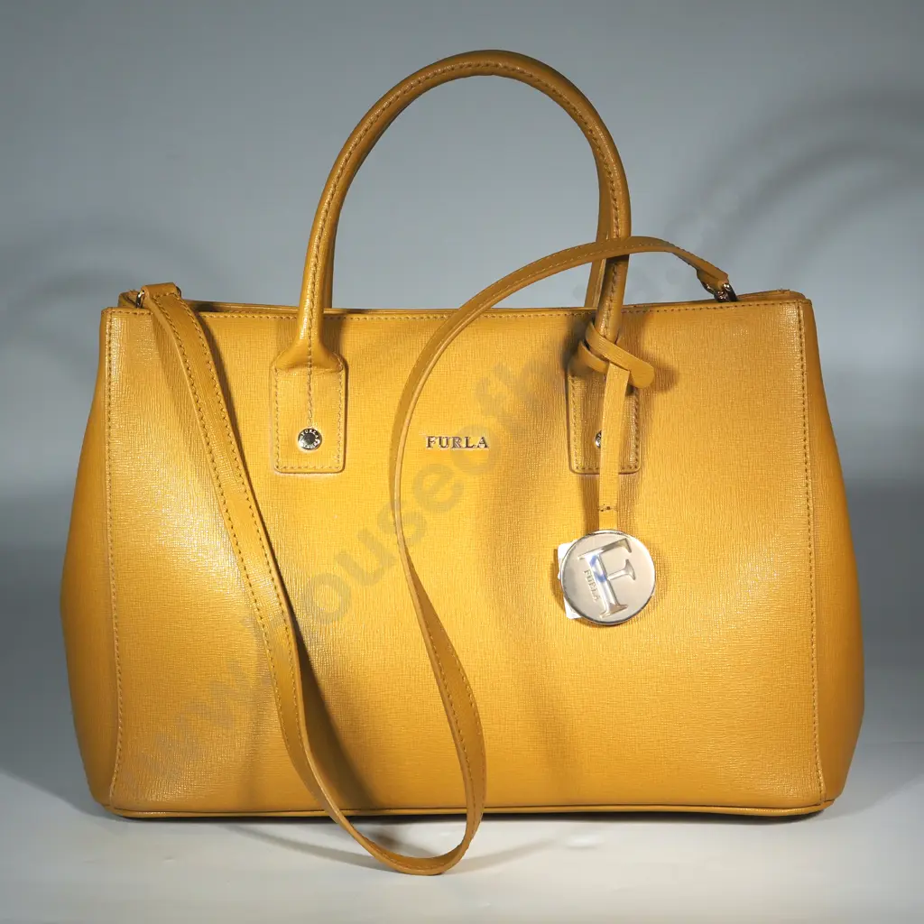 FURLA Linda Saffiano Leather Bag in Yellow Image 1++