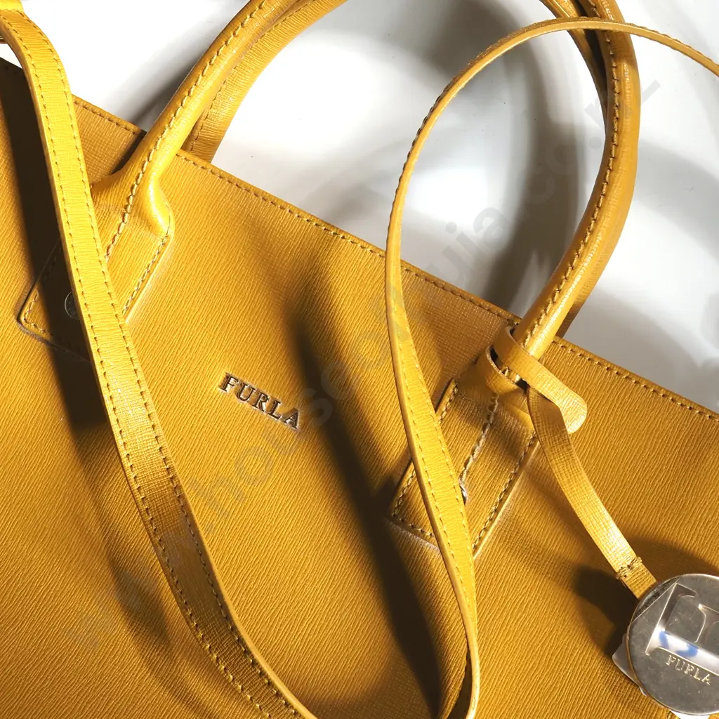 FURLA Linda Saffiano Leather Bag in Yellow Image 1++