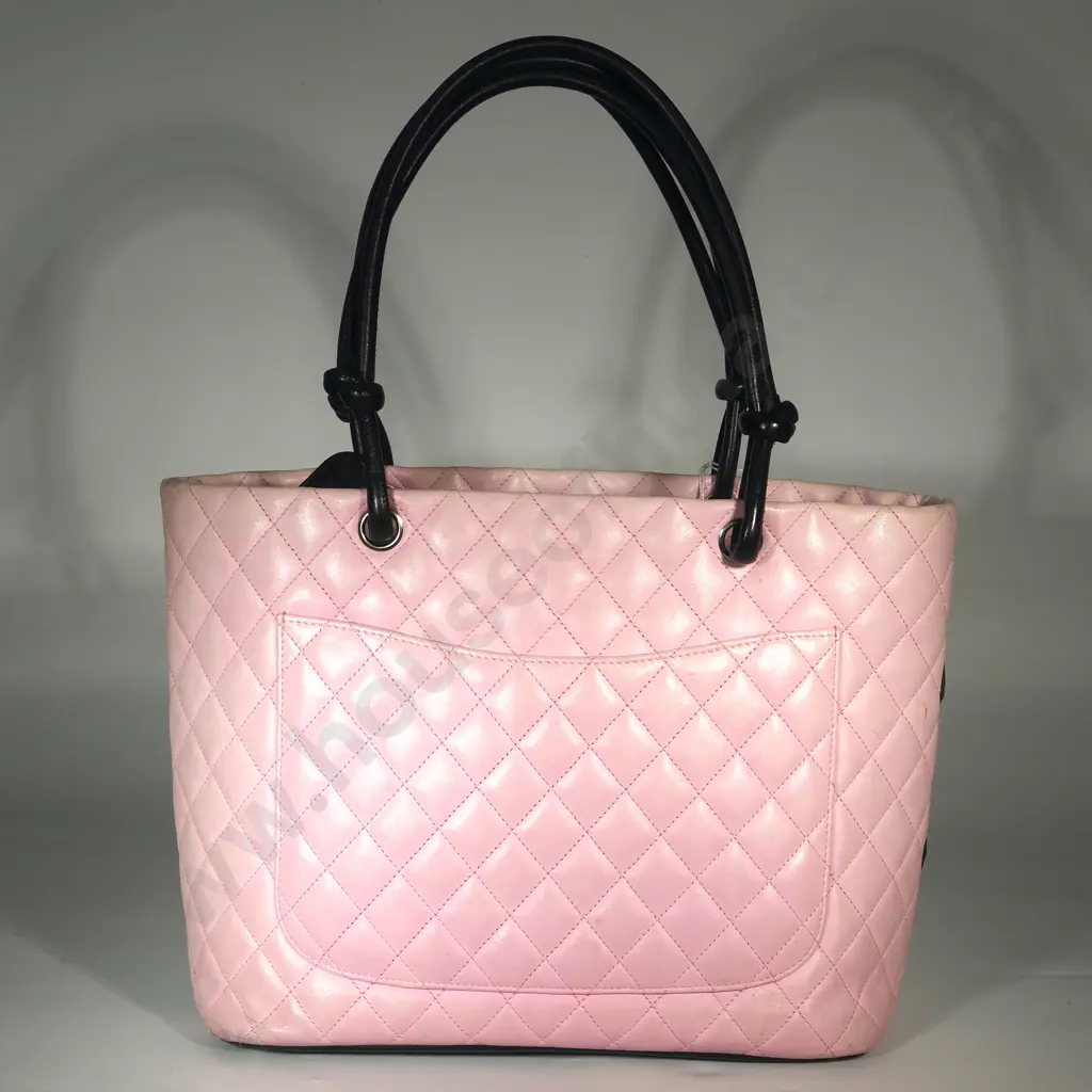 CHANEL Quilted Leather Cambon Ligne Large Tote Bag in Pink/Black Image 1++