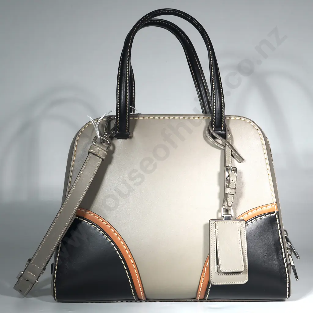PRADA Tricolor Bauletto Vitello Leather Satchel Image 1++