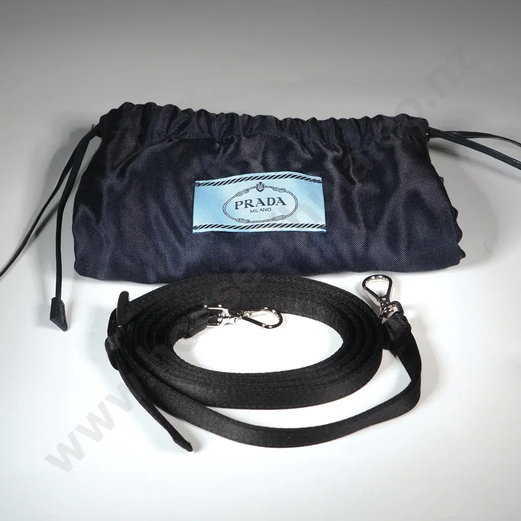 PRADA Adjustable Silk Bag Strap in Black Image 1++