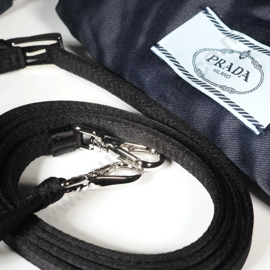 PRADA Adjustable Silk Bag Strap in Black Image 1++