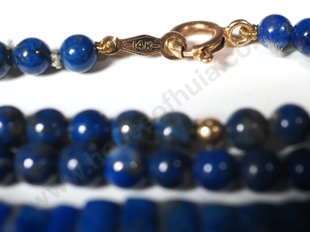 Lapis Lazuli & 14ct Gold Bead Necklace Image 1++