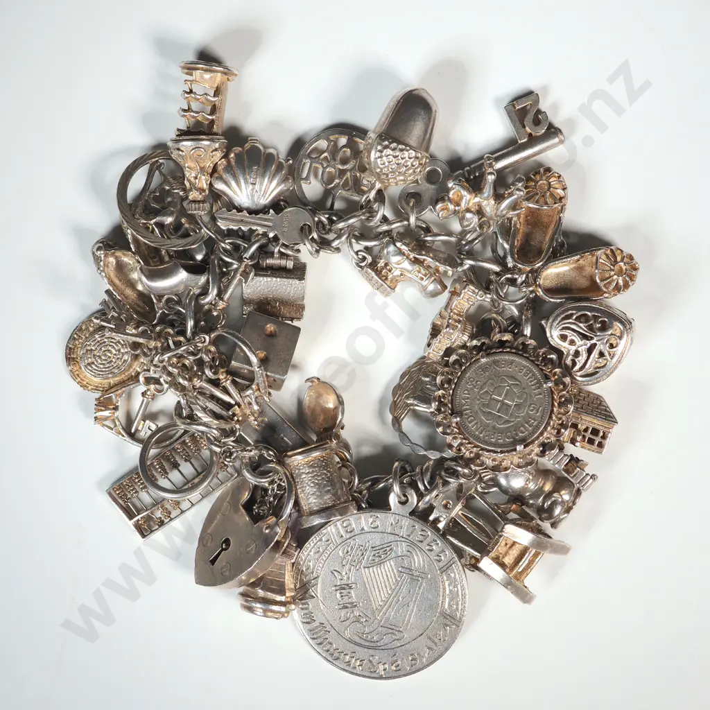 Substantial Sterling Silver Charm Bracelet Image 1++