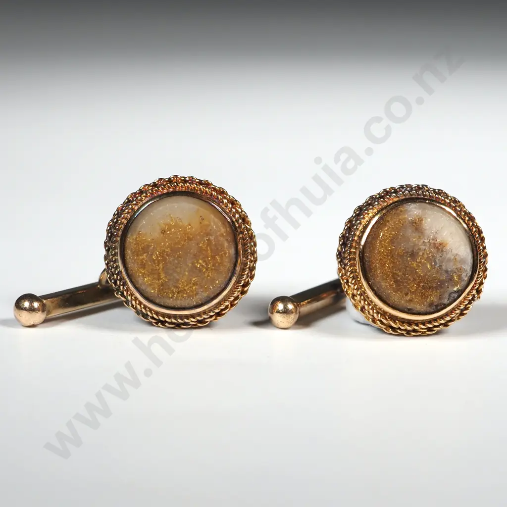 Pair Of Gold Bearing Quartz Cufflinks. Image 1++