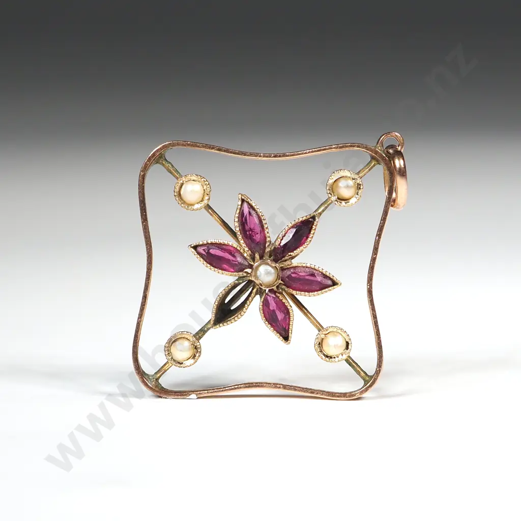 Antique 9ct Gold Seedpearl Drop Pendant A/F Image 1++