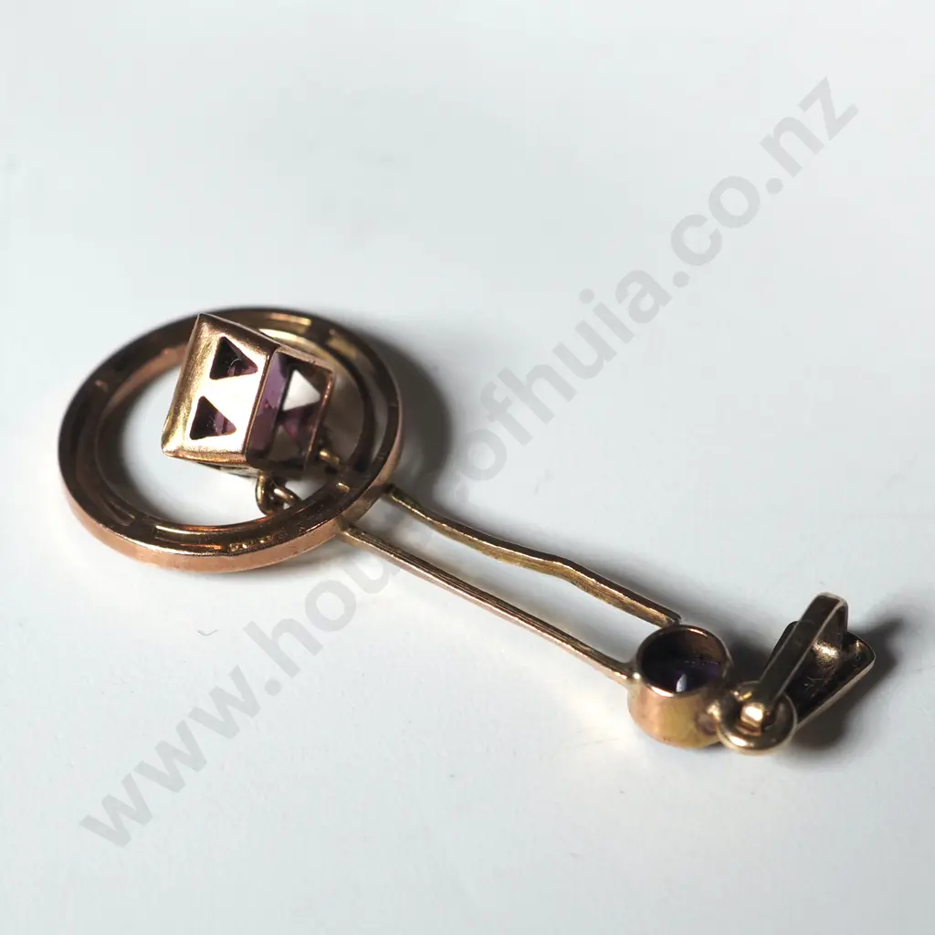 Art Deco 9ct Gold & Amethyst Pendant Image 1++