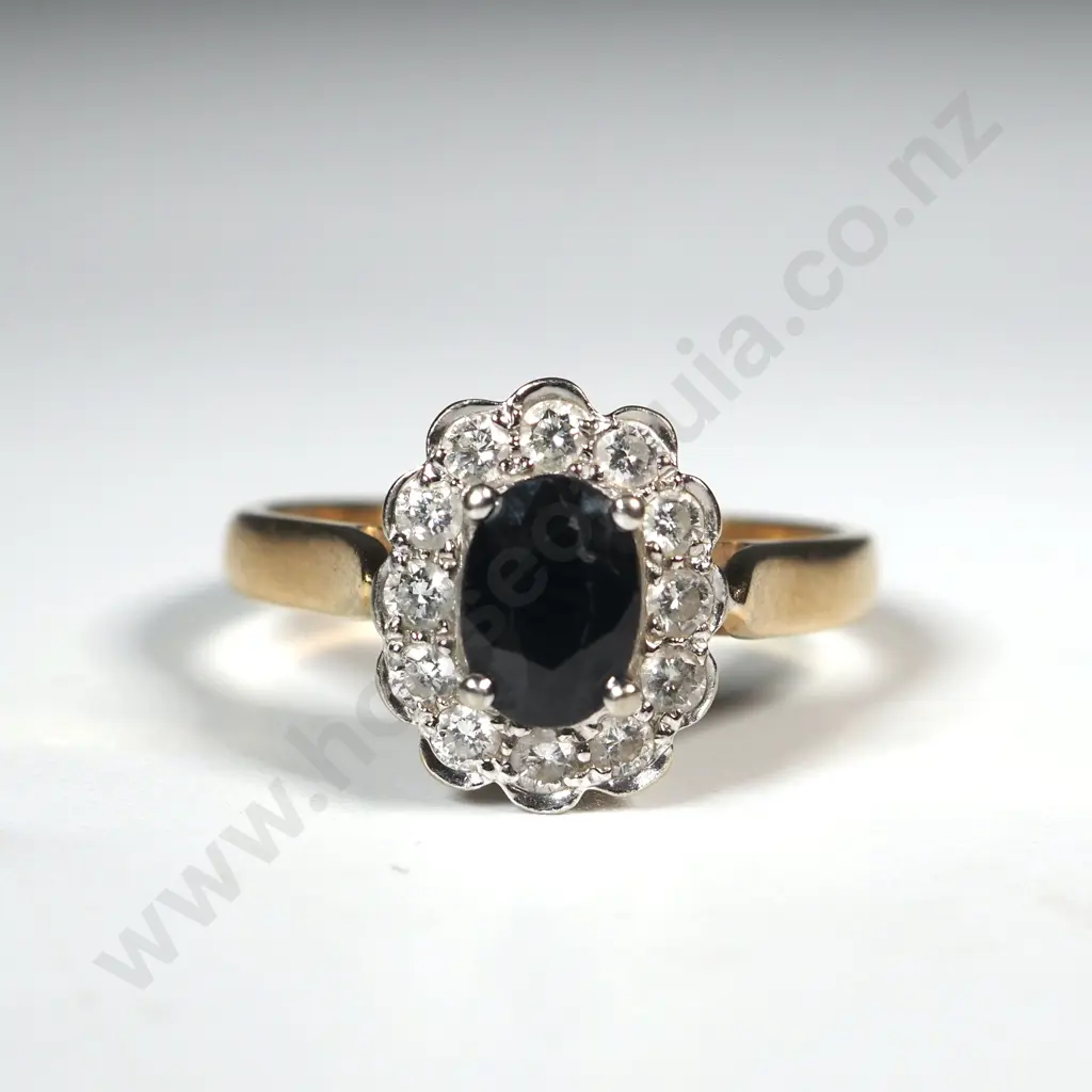 18ct Gold Diamond & Sapphire Ring Image 1++