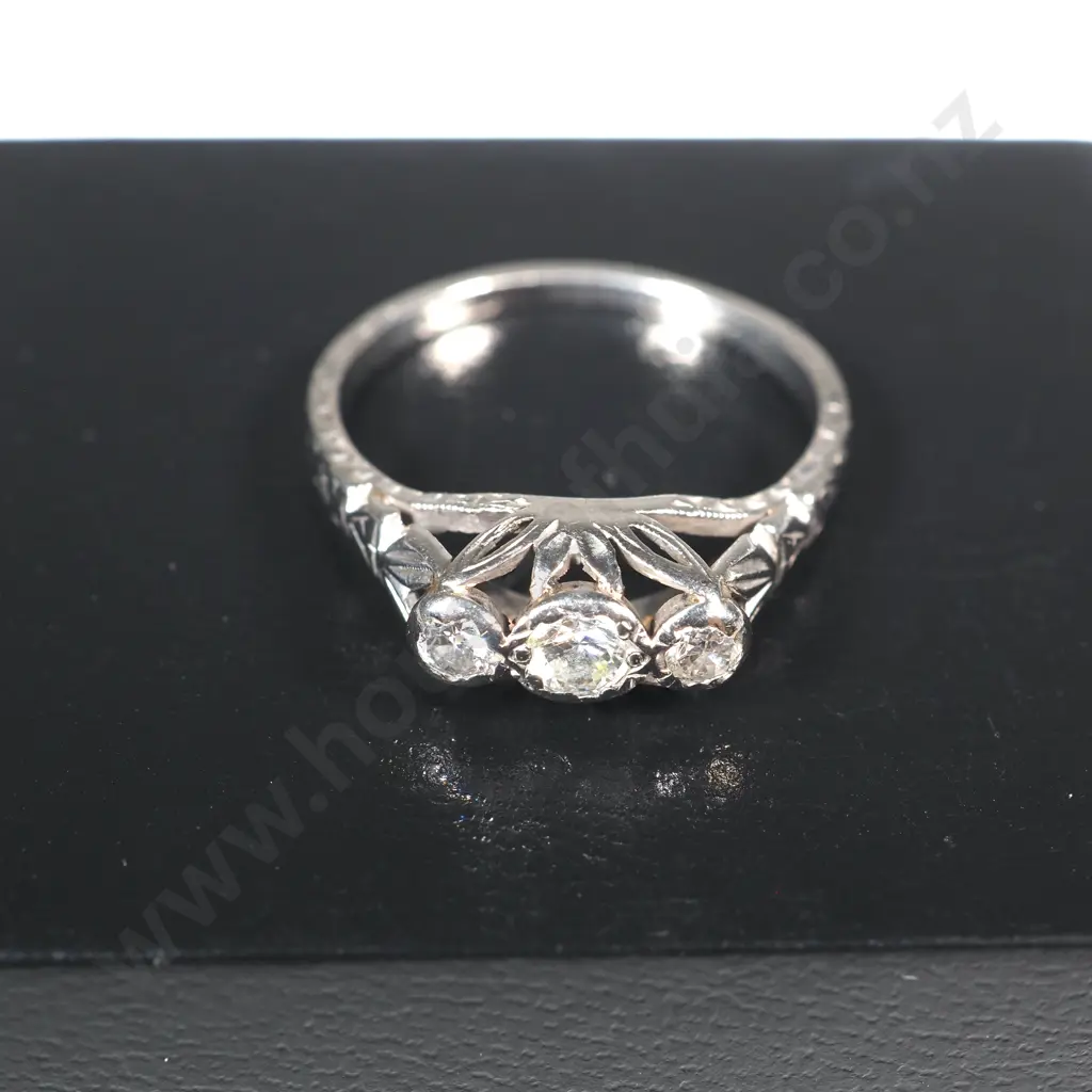 Three Stone Platinum & Three Stone Diamond Ring  Image 1++