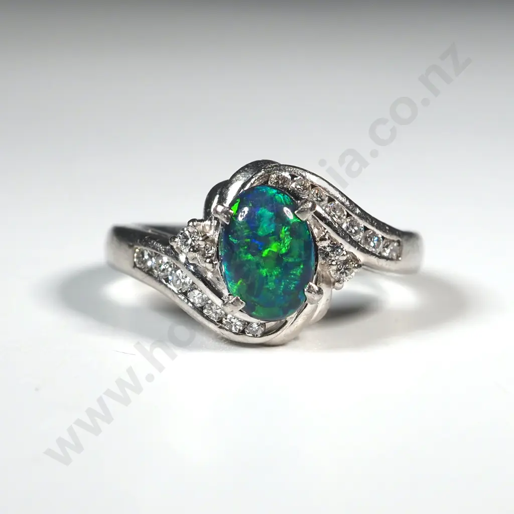 Spectacular Platinum Diamond & Opal Ring - Valued at $3,990.00 Image 1++