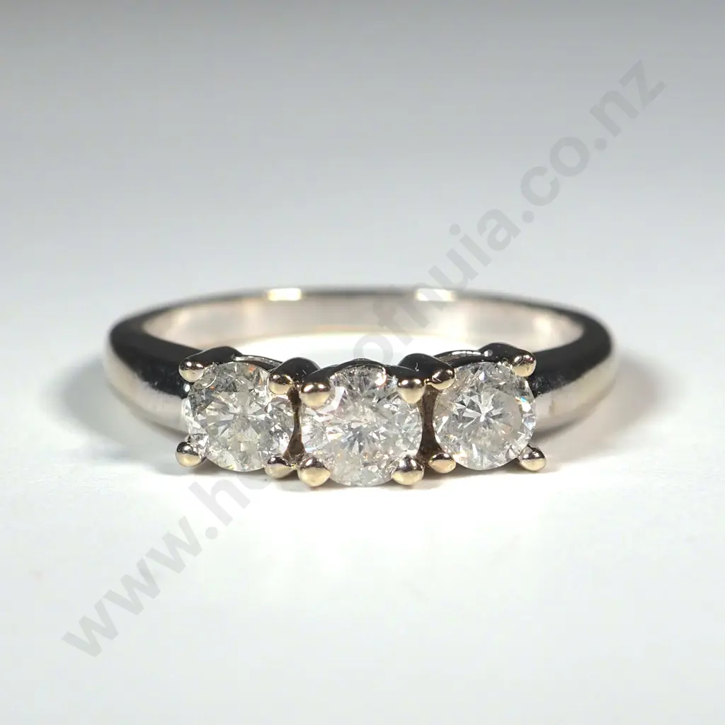 14ct White Gold Three Stone Diamond Ring - Valued at $5,350.00 Image 1++
