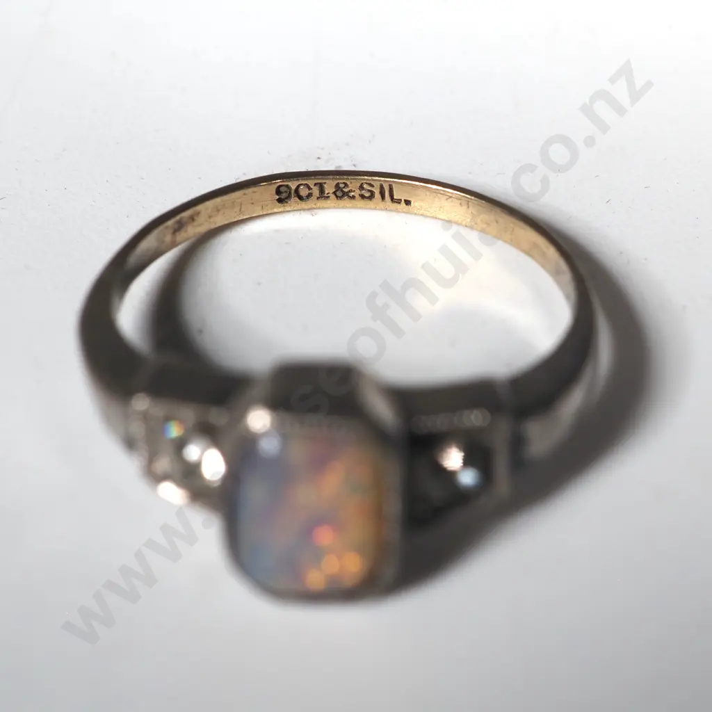 9ct & Sterling Silver Opal & Gemstone Ring in Period Box Image 1++
