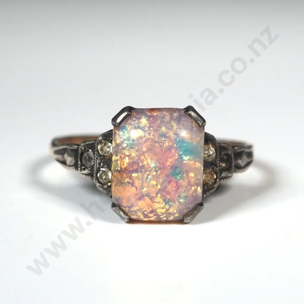 9ct Gold & Sterling Ring w Electric Gemstone Image 1++