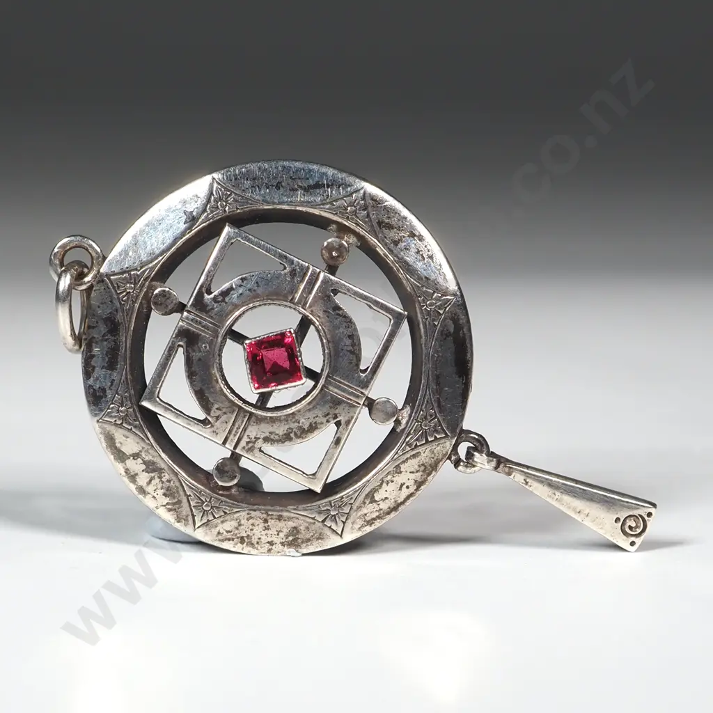 Sterling Silver & Red Stone Celtic Style Pendant  Image 1++