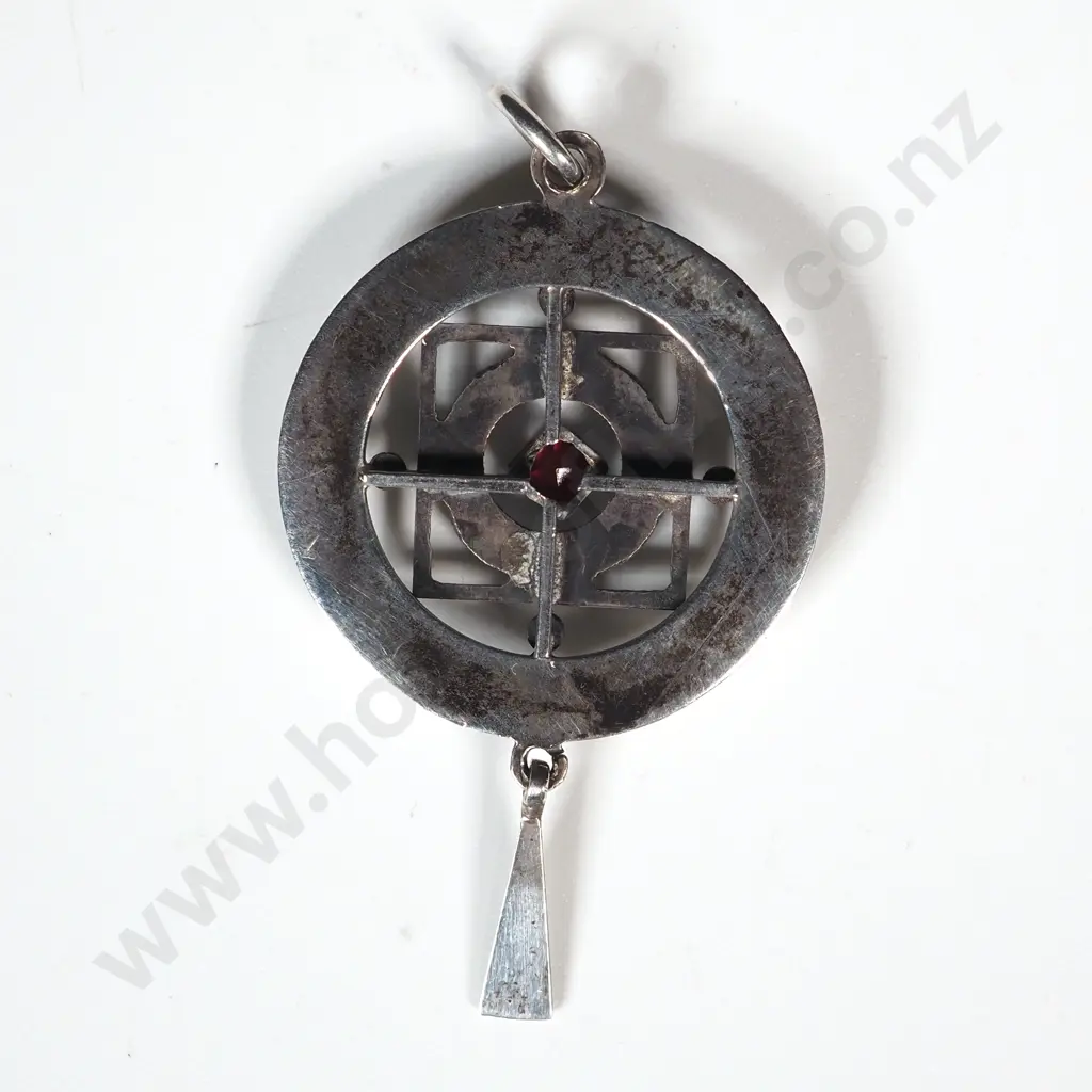 Sterling Silver & Red Stone Celtic Style Pendant  Image 1++