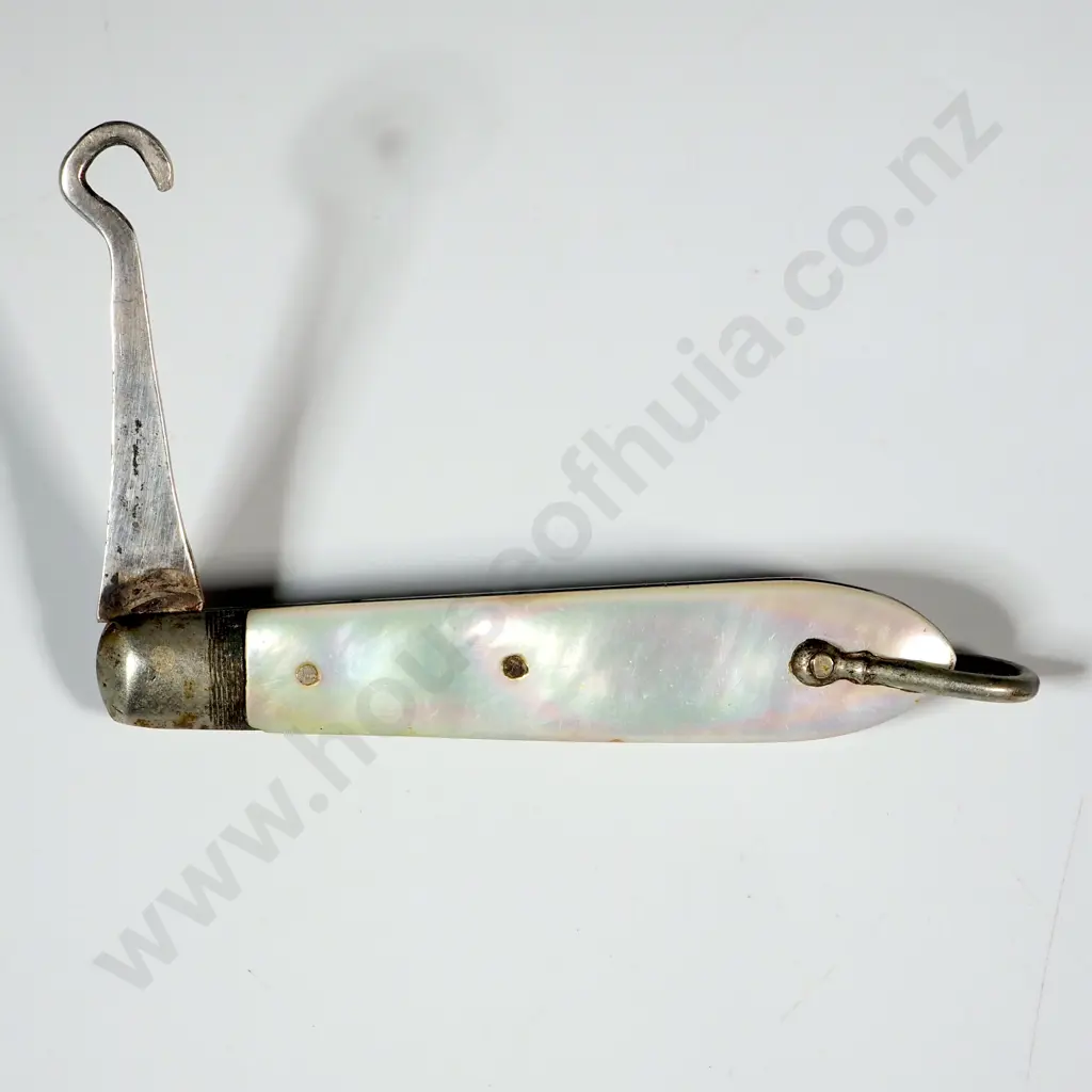 Folding Sterling Silver & MOP Boot Hook 1891 Image 1++