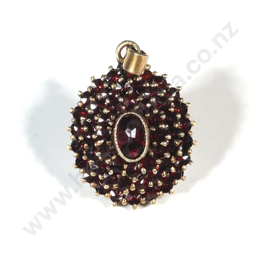 800 silver gilt multi stone garnet cluster pendant Image 1++