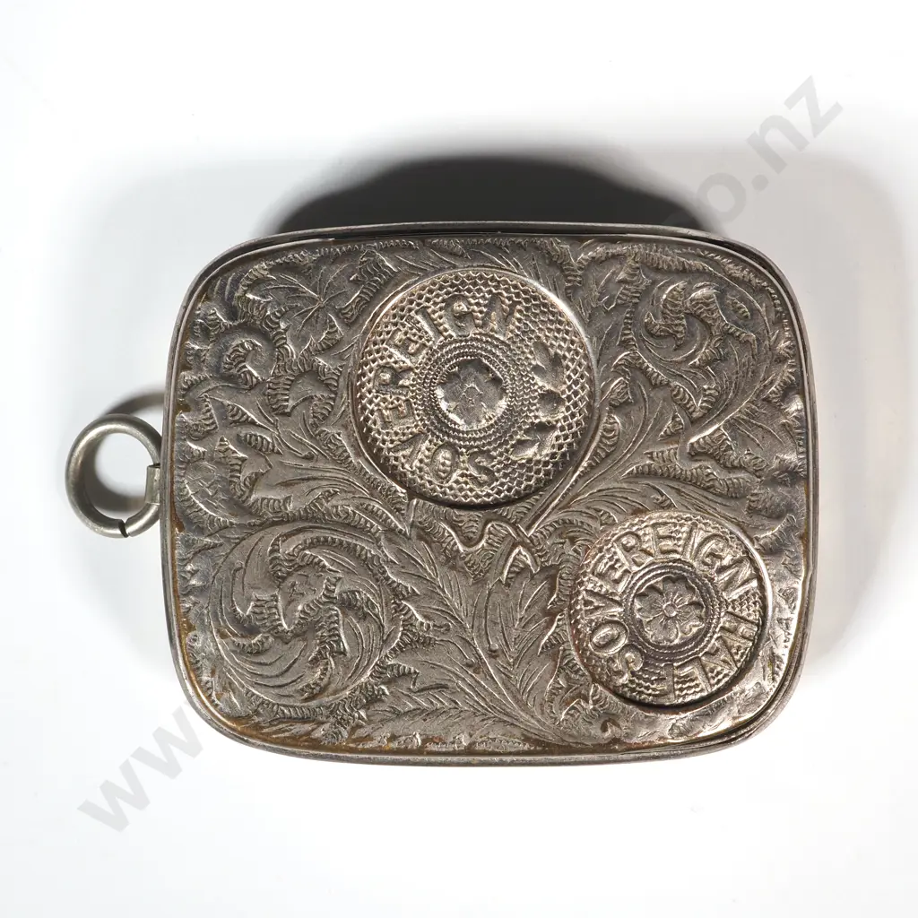 Vintage White Metal Coin Case. Image 1++