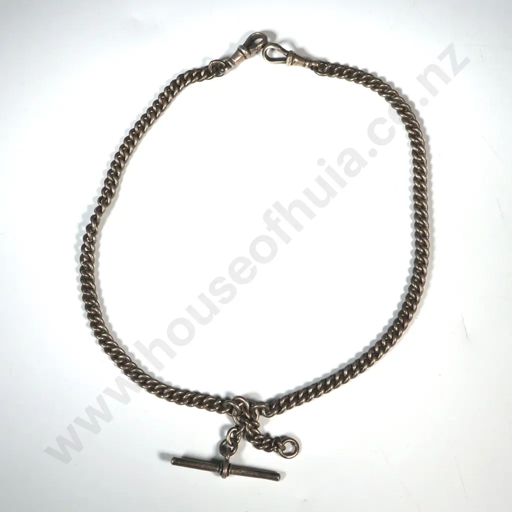 Sterling Silver Watch Chain With T Bar Image 1++