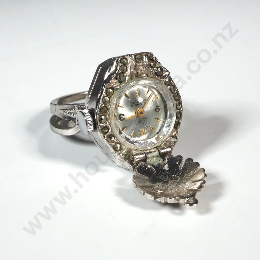 Metal Marcasite Watch Ring Image 1++