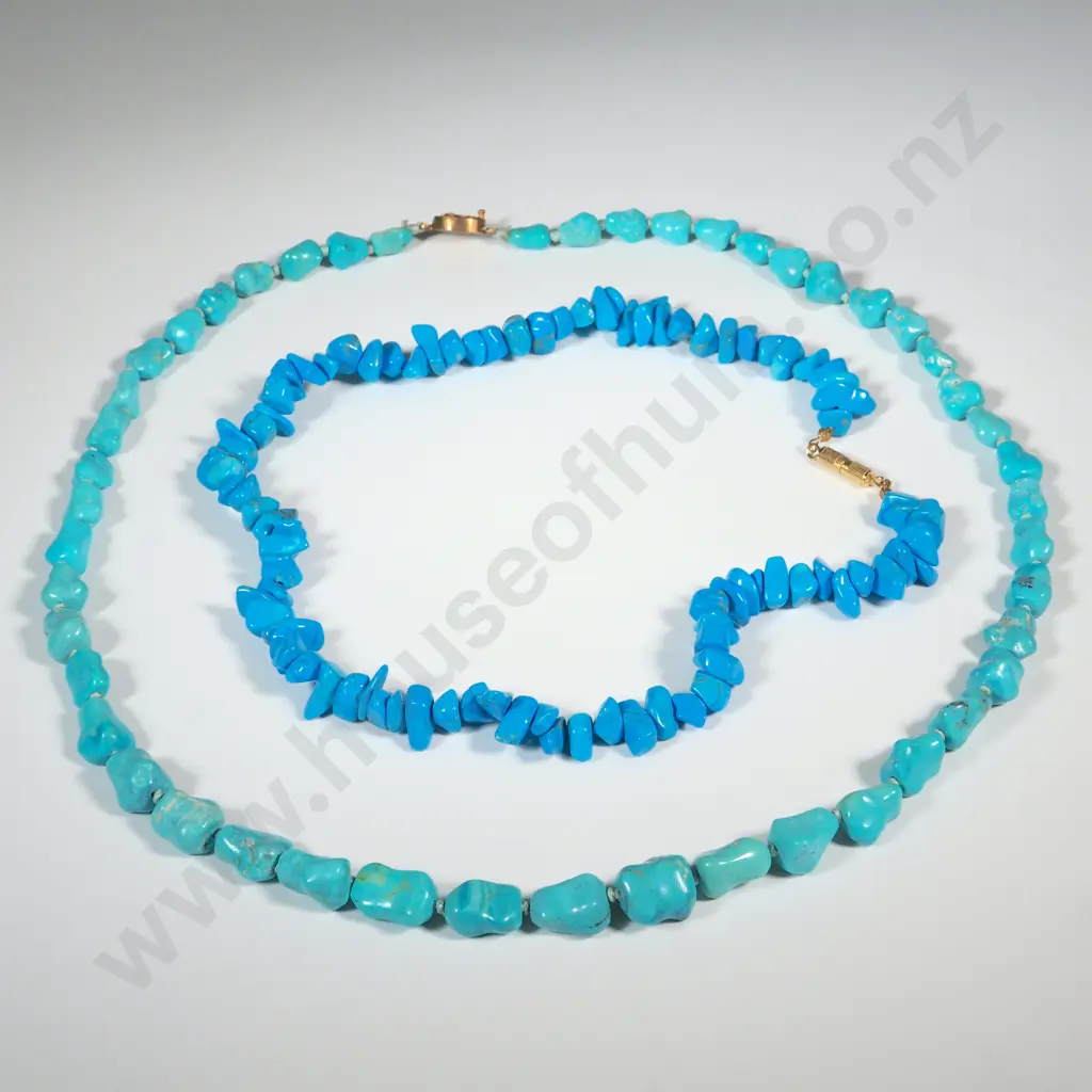 Two Strings of Turquoise Bead Necklaces Image 1++