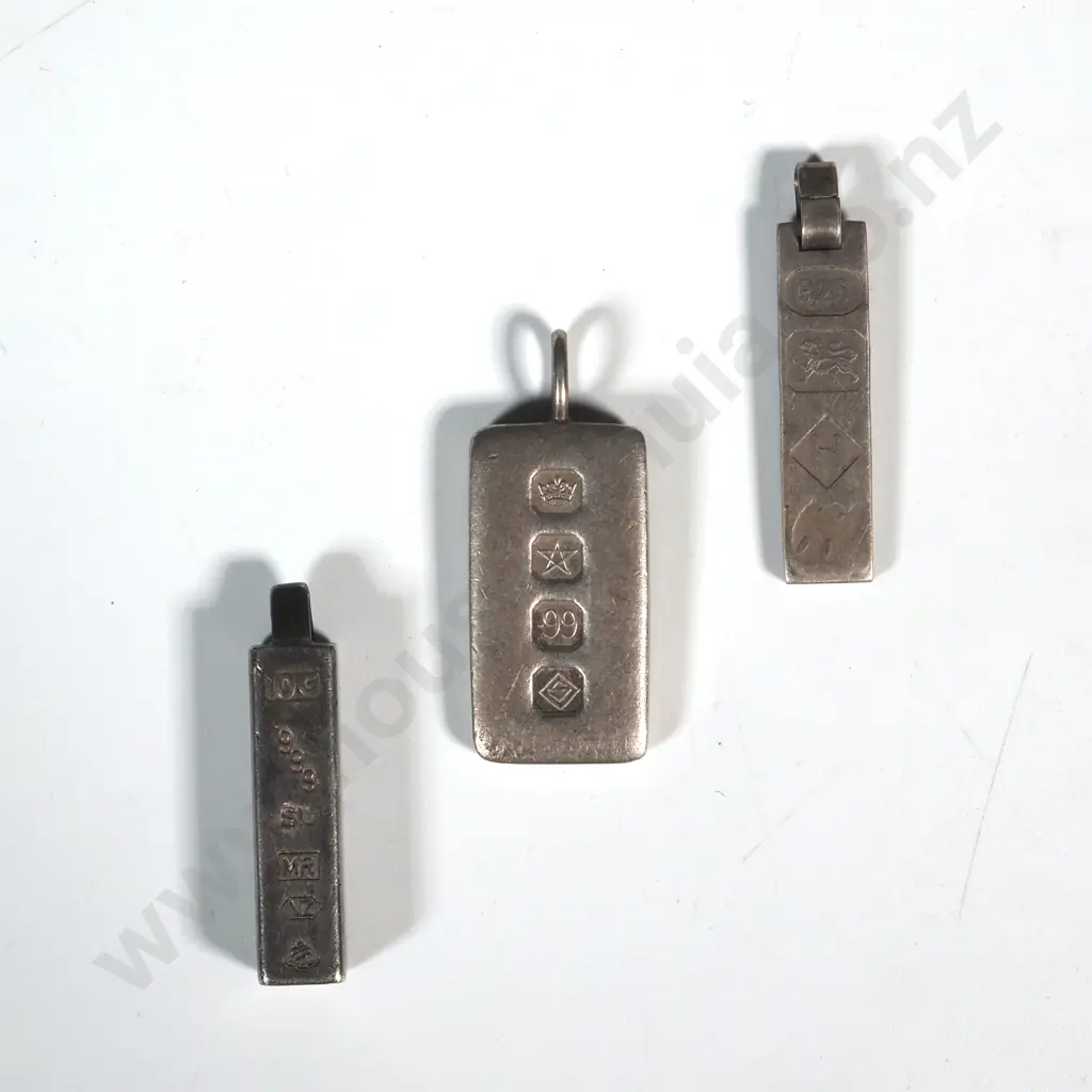 Three Sterling Silver Ingot Pendants Image 1++